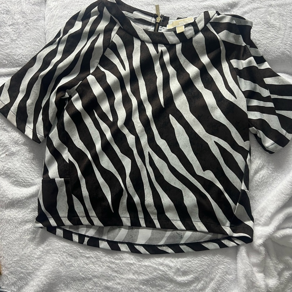 MICHAEL Michael Kors Black and White Striped Knit Top